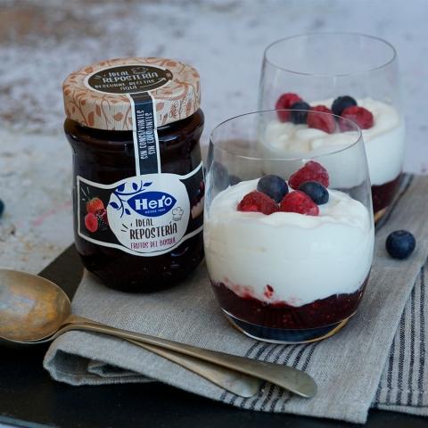Tarta de queso en vaso